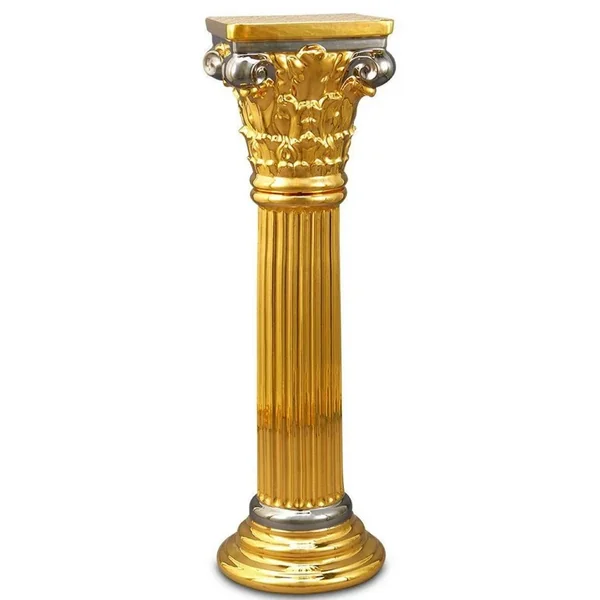 Casa Padrino Barock Keramik Säule Gold / Silber 28 x 28 x H. 88 cm - Barockmöbel