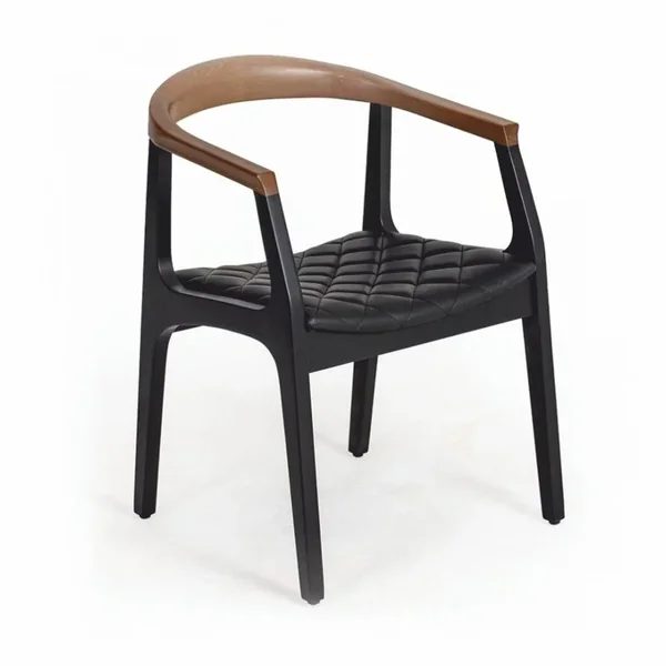 Casa Padrino silla de comedor de lujo con reposabrazos negro / marrón - Muebles de comedor